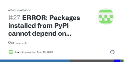 pypi packages not found error.